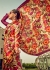 Digital Print satin saree in orange and pink color 1403