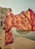 Digital Print satin saree in orange and pink color 1403