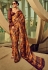 Digital Print satin saree in Brown color 1406
