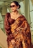 Digital Print satin saree in Brown color 1406