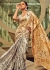 Digital Print satin saree in white color 1407