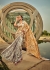 Digital Print satin saree in white color 1407