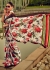 Digital Print satin saree in white color 1409