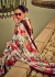 Digital Print satin saree in white color 1409