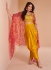 Yellow satin readymade dhoti set cape suit 5352