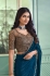 Georgette Saree with blouse in Teal colour 7802