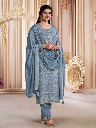 Prachi Deasi chinon pakistani suit in Blue colour 68461