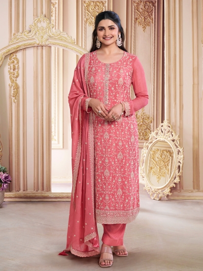 Prachi Deasi chinon pakistani suit in Peach colour 68464
