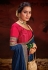 Vichitra Silk Saree with blouse in Navy blue and Pink 4005