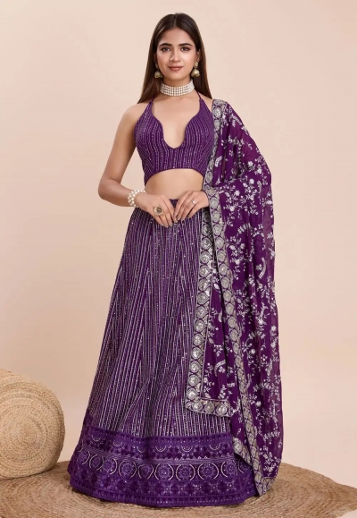 Purple faux georgette lehenga choli PRT23327