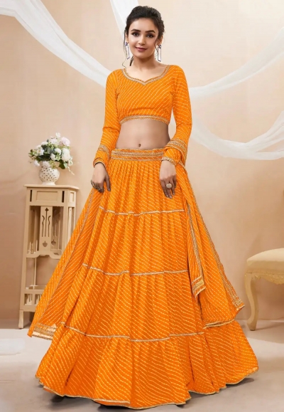 Orange georgette circular lehenga choli 605