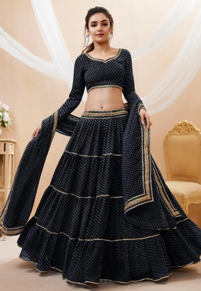 Black georgette circular lehenga choli 602