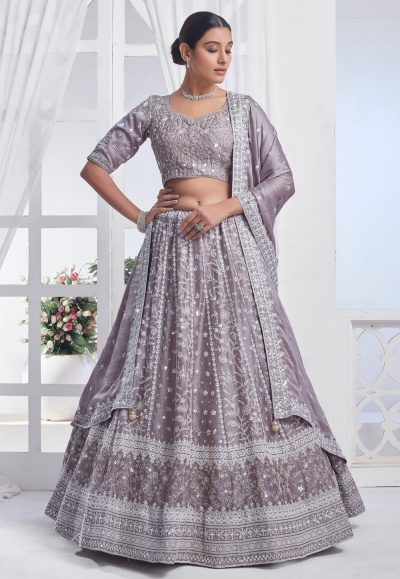 Light purple chiffon lehenga choli 11015