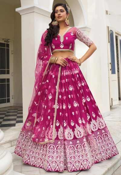 Magenta net circular lehenga choli 2134