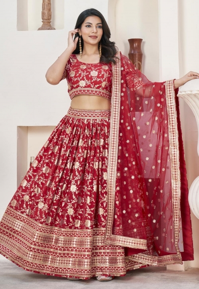 Maroon jacquard circular lehenga choli 1011