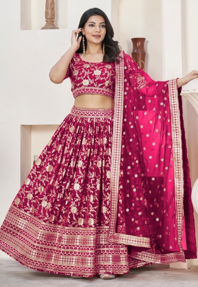 Magenta jacquard circular lehenga choli 1017