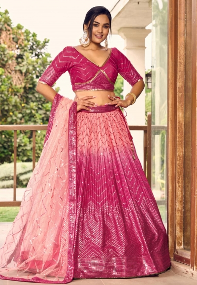 Pink chinon lehenga choli ACY5526