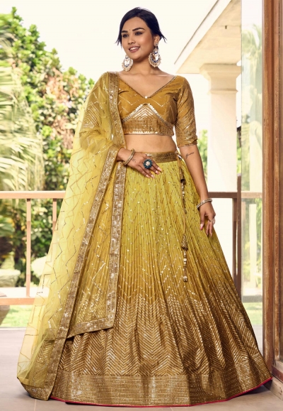 Mustard chinon lehenga choli ACY5528