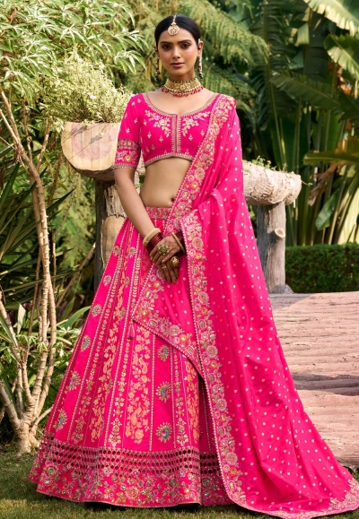 Magenta banarasi silk wedding lehenga choli 6801