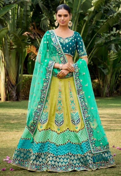 Light green jacquard silk lehenga choli 6810