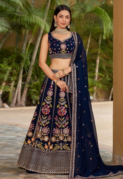 Navy blue georgette a line lehenga choli ACY4065