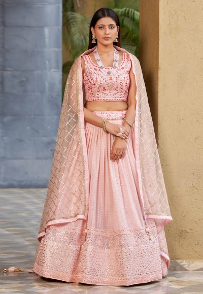 Pink georgette lehenga choli ACY4071