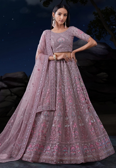 Light purple soft net circular lehenga choli 90005