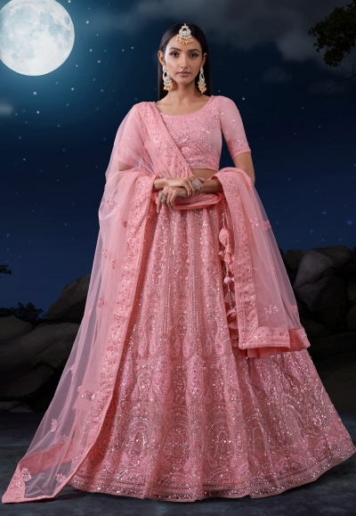 Pink soft net lehenga choli 90006