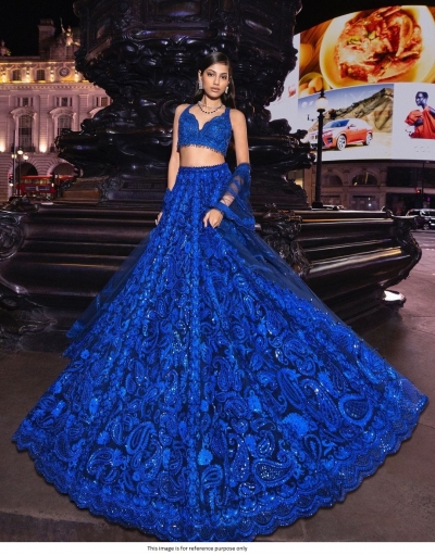 Bollywood Model Royal blue georgette wedding lehenga