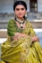 Fancy Silk Saree with blouse in Limegreen and Mehandi 6212