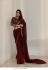 Bollywood Model georgette lace work saree in maroon
