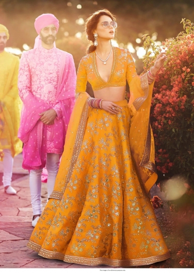 Bollywood Sabyasachi Inspired Yellow wedding lehenga choli