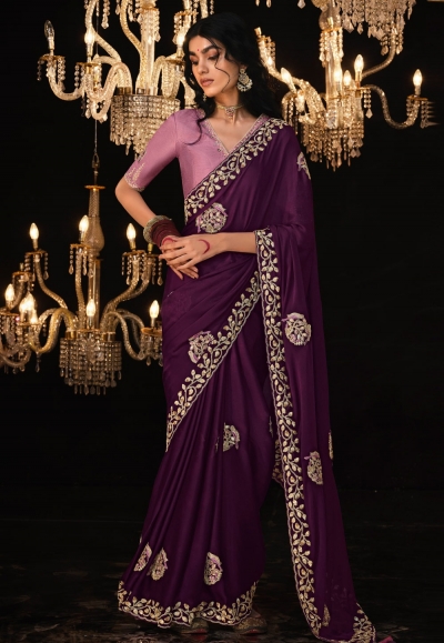 Purple tissue silk saree with blouse 5335