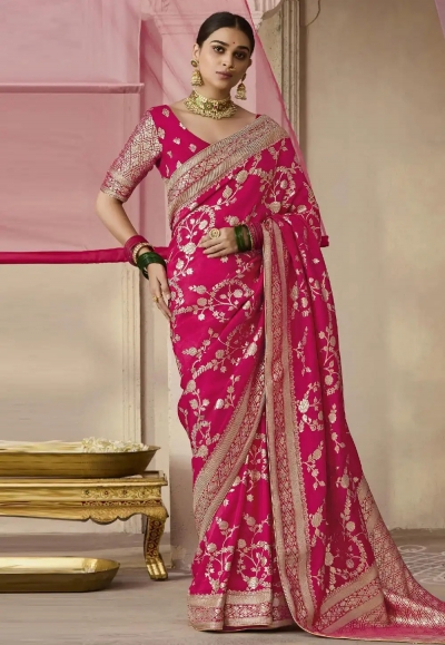 Magenta viscose saree with blouse 281