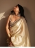 Bollywood Model Off white satin organza mirror saree