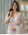 Bollywood Malavika Mohan satin organza saree in light rose