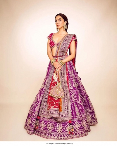 Bollywood Model Kiara Advani inspired silk lehenga in purple