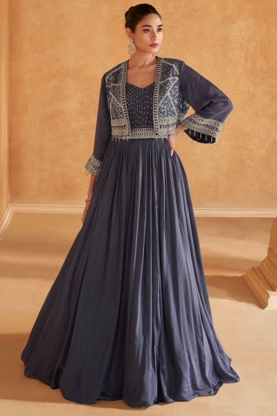 Chinon gown wedding dress in midnight colour 5631