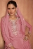 Chinon embroidered palazzo suit in Coral Pink colour 7488D