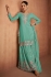 Chinon embroidered palazzo suit in Turquoise colour 7488A