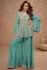 Chinon embroidered palazzo suit in Sea green colour 7504B