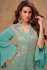 Chinon embroidered palazzo suit in Sea green colour 7504B