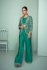 Chinon embroidered jacket palazzo suit in Turquoise 7507