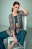 Chinon embroidered jacket palazzo suit in Teal blue 7506