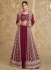 Chinon embroidered crop top long shrug suit in maroon colour 5622