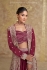 Chinon embroidered crop top long shrug suit in maroon colour 5622