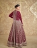 Chinon embroidered crop top long shrug suit in maroon colour 5622