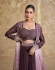 Chinon embroidered crop top long shrug suit in Wine colour 5623