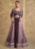 Chinon embroidered crop top long shrug suit in Wine colour 5623