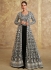 Georgette embroidered crop top long shrug suit in Black colour 5626